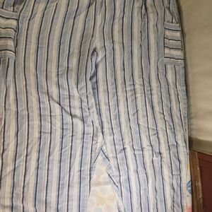 Country Store Womens Wide Leg Striped Linen Pants 3X